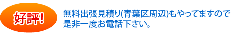 無料出張見積り(青葉区周辺)もやってますので是非一度お電話下さい。